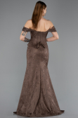 Robe de Soirée Longue Dantelle Brun clair ABU5609