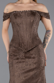 Robe de Soirée Longue Dantelle Brun clair ABU5609
