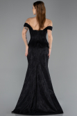 Robe de Soirée Longue Dantelle Noir ABU5609