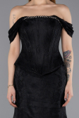 Robe de Soirée Longue Dantelle Noir ABU5609