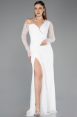 Robe de Soirée Longue Dantelle Blanc ABU5618