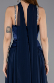 Robe de Soirée Longue Mousseline Bleu Marine ABU5619