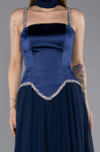 Robe de Soirée Longue Mousseline Bleu Marine ABU5619