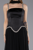 Robe de Soirée Longue Mousseline Noir ABU5619