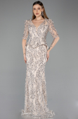 Robe de Soirée Longue Squameuse Beige ABU5621