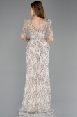 Robe de Soirée Longue Squameuse Beige ABU5621