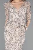 Robe de Soirée Longue Squameuse Beige ABU5621
