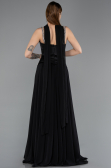 Robe de Soirée Longue Mousseline Noir ABU5619
