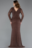 Robe de Soirée Longue Perlé Brun ABU5648