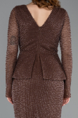 Robe de Soirée Longue Perlé Brun ABU5648