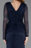 Robe de Soirée Longue Perlé Bleu Marine ABU5648