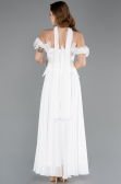 Robe de Soirée Midi Mousseline Blanc ABK2524