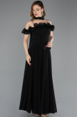 Robe de Soirée Midi Mousseline Noir ABK2524