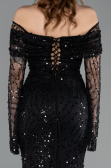 Robe Queue de Poisson Longue Squameuse Noir ABU5623