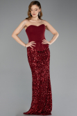 Robe de Soirée Longue Rouge Bordeaux ABU5640