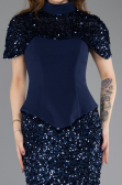 Robe de Soirée Longue Bleu Marine ABU5640