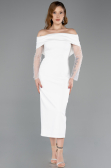 Robe de Cérémonie Midi Blanc ABK2522