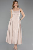 Robe de Cérémonie Midi Satin Beige ABK2519