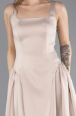 Robe de Cérémonie Midi Satin Beige ABK2519