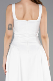 Robe de Cérémonie Midi Satin Blanc ABK2519