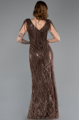 Robe de Soirée Longue Perlé Brun ABU5637