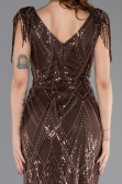 Robe de Soirée Longue Perlé Brun ABU5637