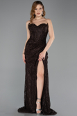 Robe de Soirée Longue Lacé Brun ABU5642