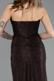 Robe de Soirée Longue Lacé Brun ABU5642