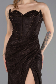 Robe de Soirée Longue Lacé Brun ABU5642
