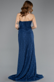 Robe de Soirée Longue Lacé Bleu Marine ABU5642