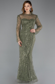 Robe de Soirée Longue Perlé Kaki ABU5638