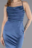 Robe de Soirée Longue Satin Indigo ABU5646
