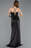 Robe de Soirée Longue Satin Noir ABU5646