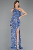 Robe de Soirée Longue Squameuse Indigo ABU5647