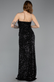 Robe de Soirée Longue Squameuse Noir ABU5647