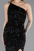 Robe de Soirée Longue Squameuse Noir ABU5647