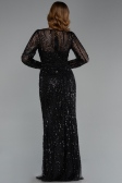 Robe de Soirée Longue Perlé Noir ABU5649