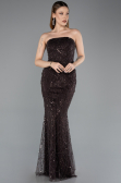 Robe de Soirée Longue Perlé Brun ABU5652