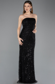 Robe de Soirée Longue Perlé Noir ABU5652