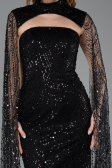 Robe de Soirée Longue Perlé Noir ABU5652