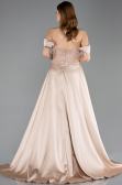 Robe De Soirée Perlé Longue Beige ABU5542