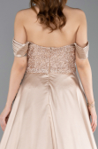 Robe De Soirée Perlé Longue Beige ABU5542