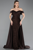 Robe De Soirée Perlé Longue Brun ABU5542