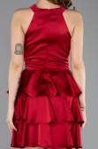 Robe de Cérémonie Courte Satin Rouge Bordeaux ABK2528