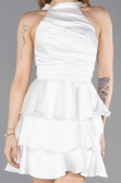 Robe de Cérémonie Courte Satin Blanc ABK2528