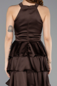 Robe de Cérémonie Courte Satin Brun ABK2528
