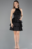 Robe de Cérémonie Courte Satin Noir ABK2528