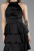 Robe de Cérémonie Courte Satin Noir ABK2528