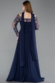Robe de Soirée Grande Taille Longue Dantelle Bleu Marine ABU5657