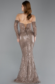 Robe de Soirée Longue Perlé Cuivre ABU5659